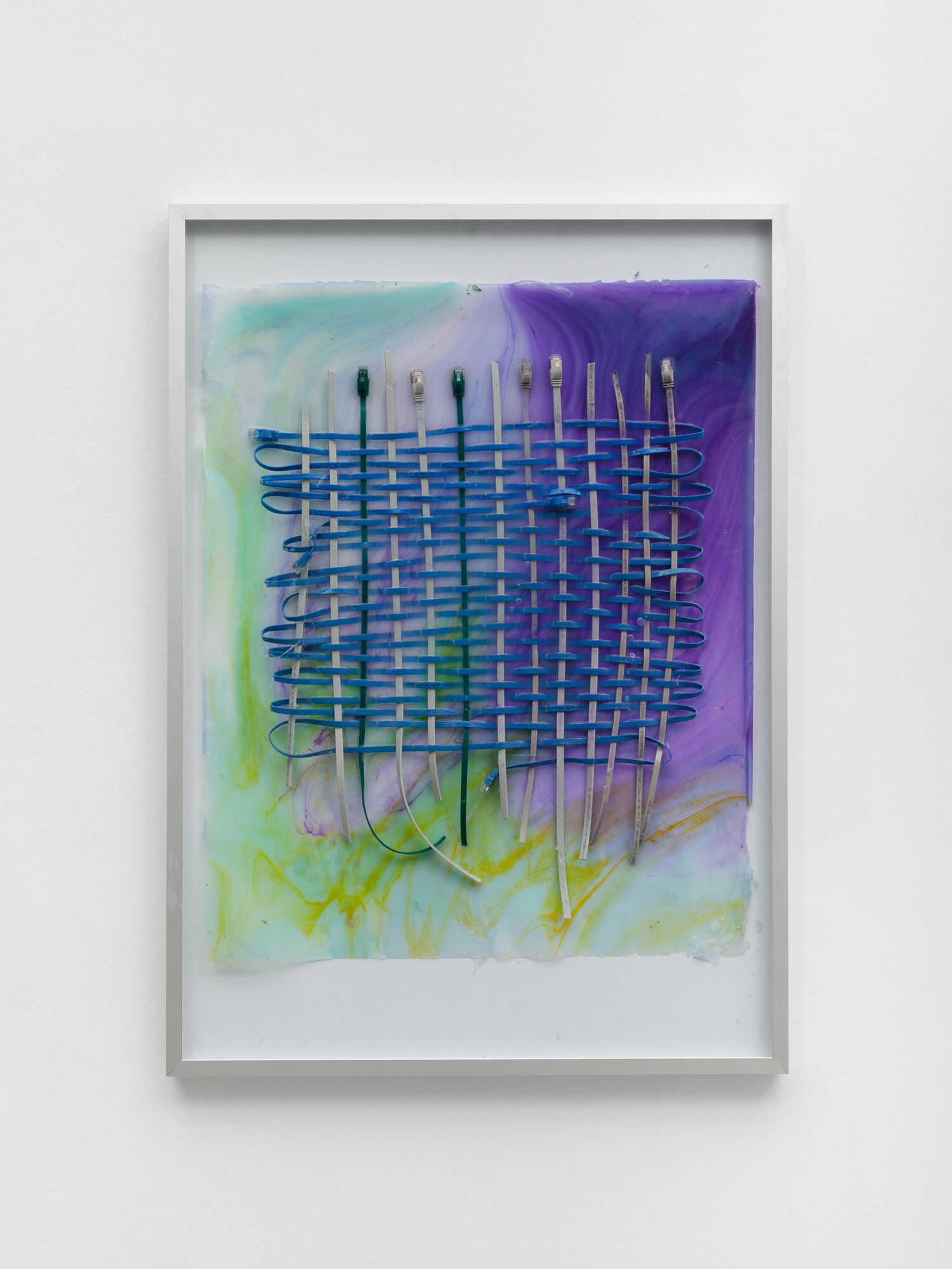 Anna Ehrenstein, Decentralized Network Weaving II, 2025 Lan cabel, silicon 80 x 60 cm