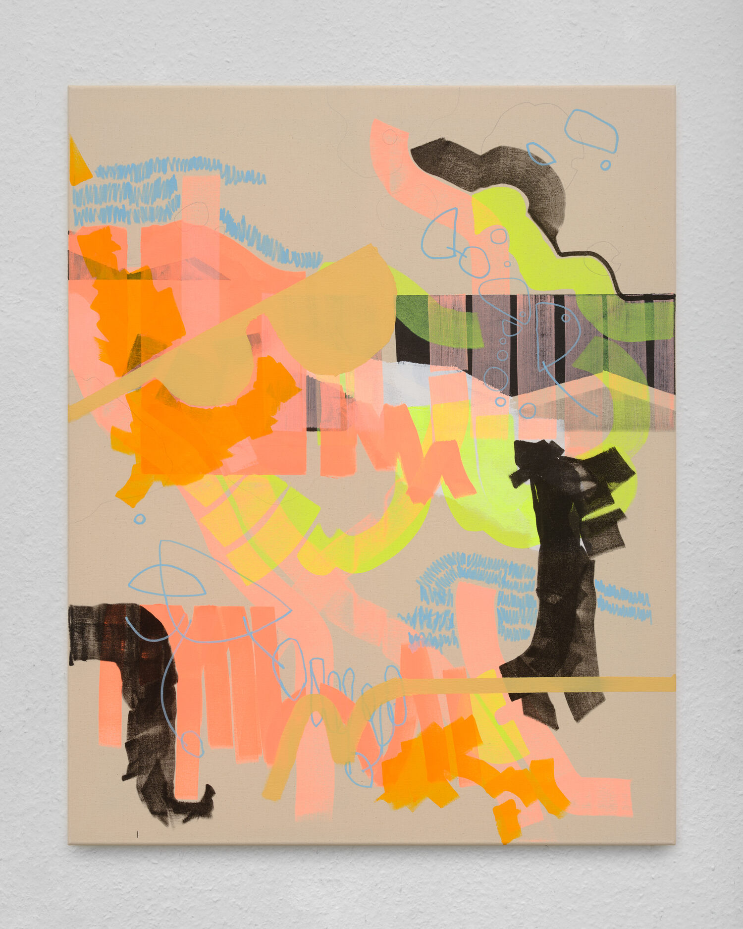 Susanne Bonowicz, Reunion, Acryl, Acrylmarker und Bleistift auf Leinwand, 100 x 80cm, 2024
