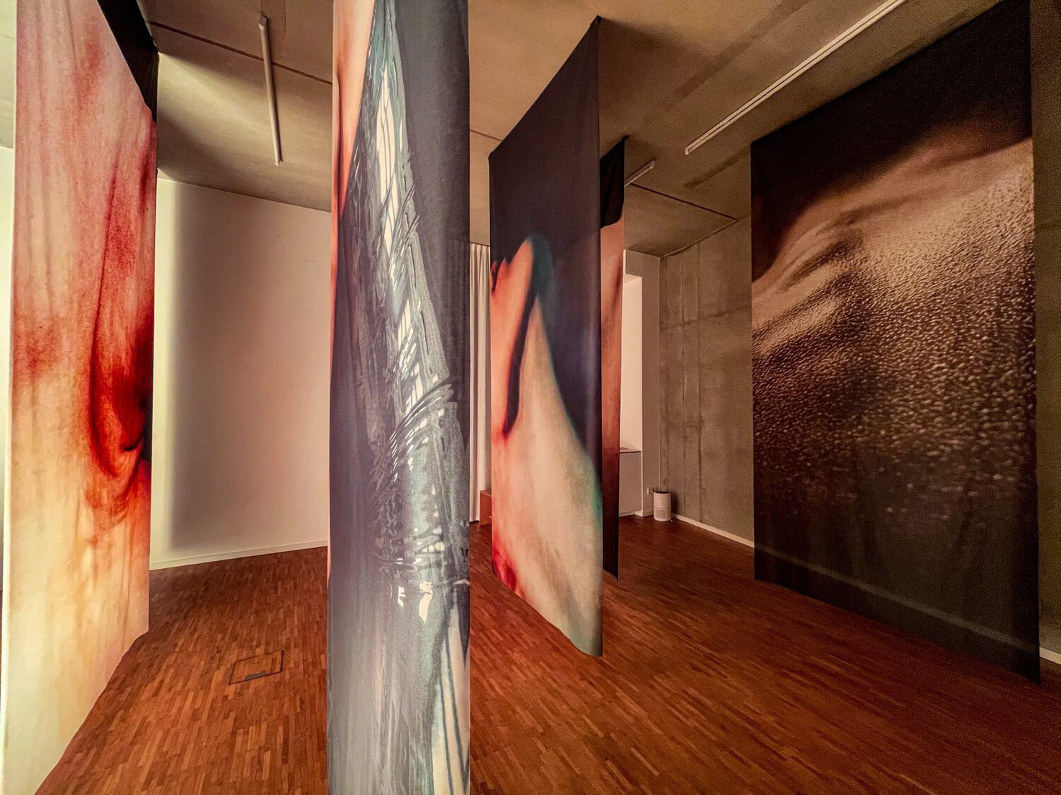 Pola Sieverding Contact Zone, 2023 side specific installation, print on gauze, OPEN Berlin