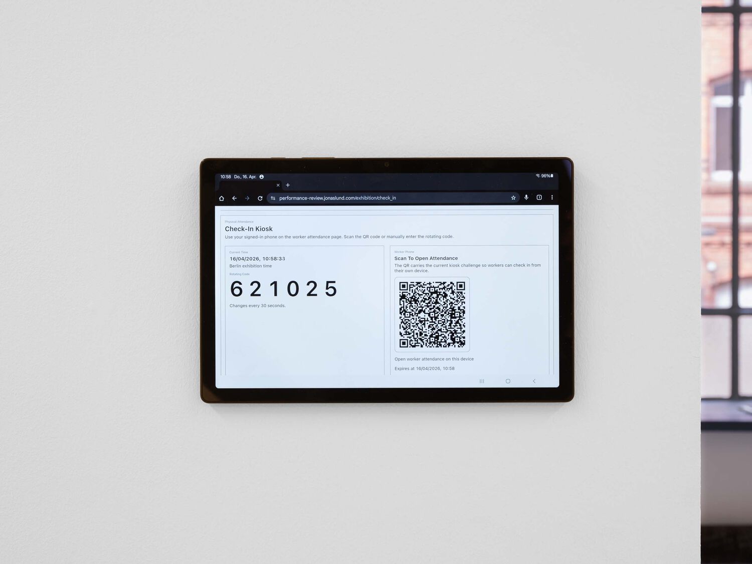 Exhibition view, Performance Review, Jonas Lund, 2026