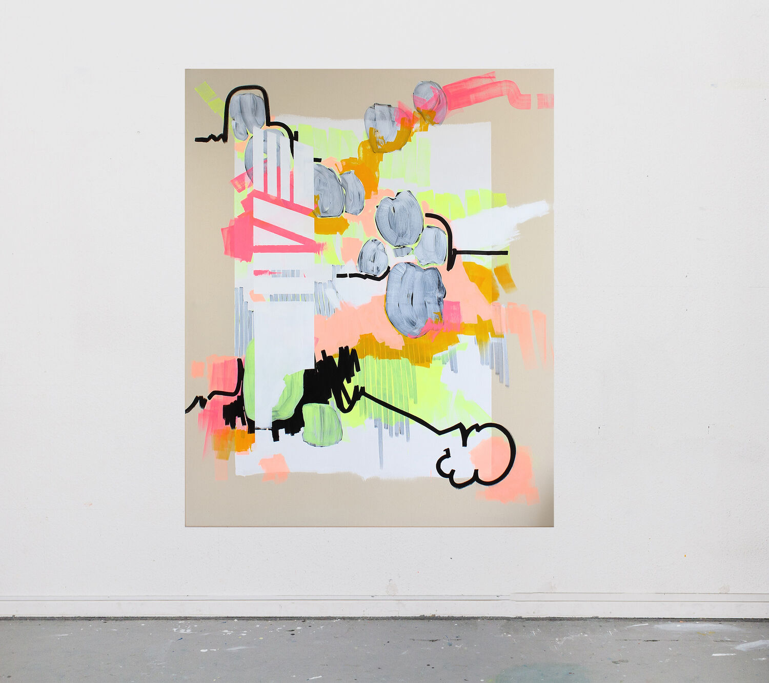 Susanne Bonowicz, Intense August, 180 x 145 cm, Acrylic and acrylic marker on canvas, 2021